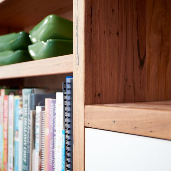 Reclaimed timber bookcase detail