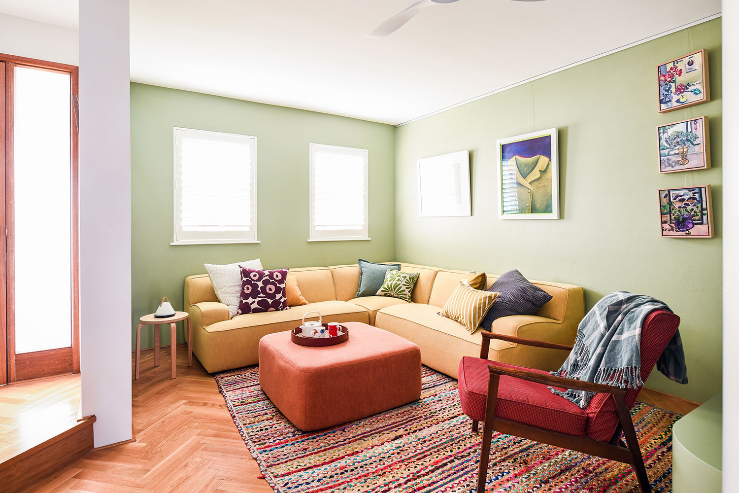 cheerful and happy living spaces created by insidesign, this one in annandale with yellow sofa