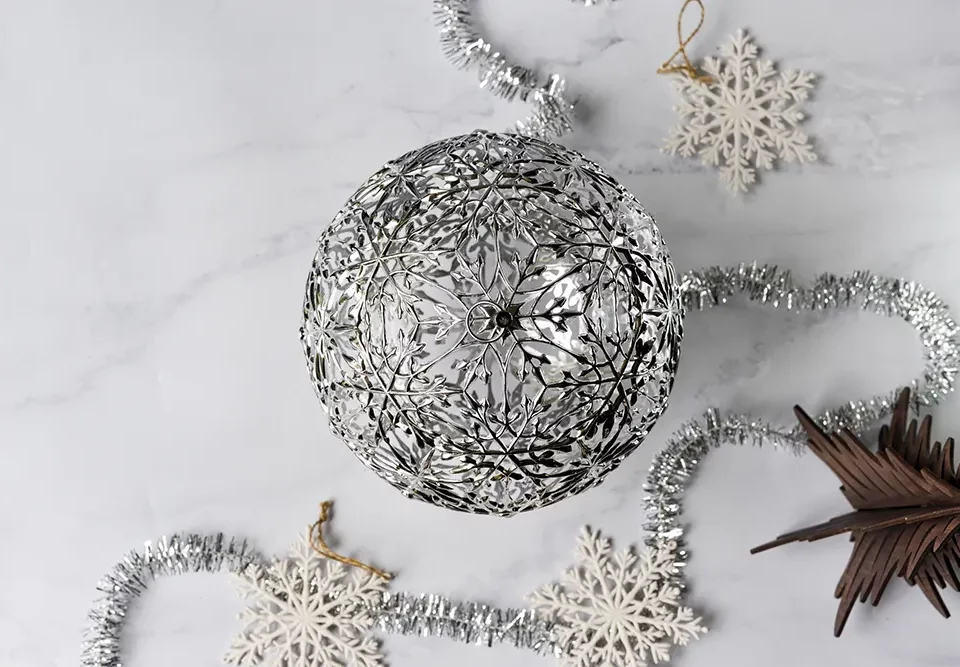 beautiful silver coloured sustainable christmas tree decoration ball