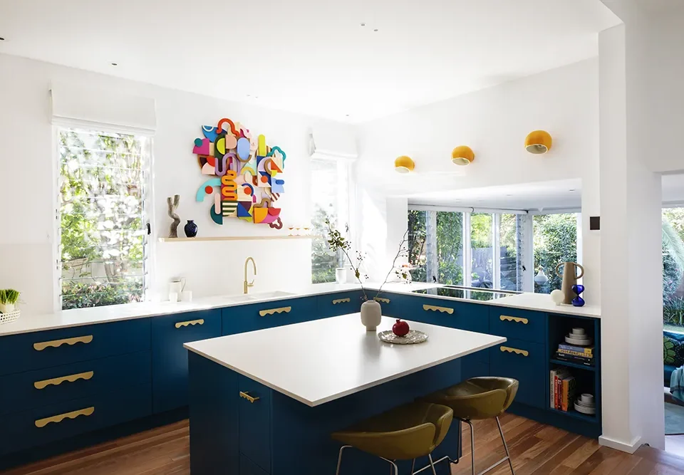 colourful art work on kitchen wall in summer hill kitchen designed by insidesign