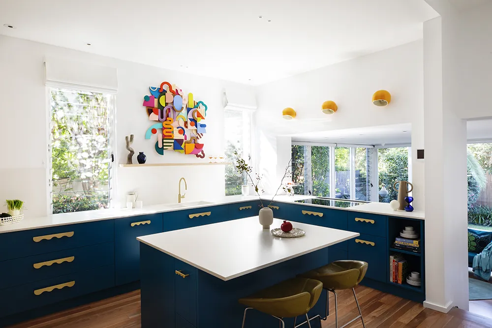 colourful art work on kitchen wall in summer hill kitchen designed by insidesign